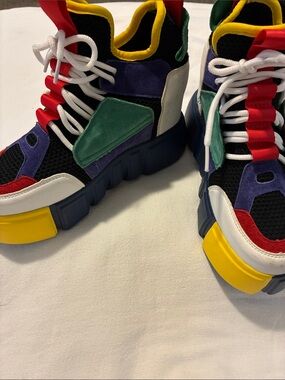 Women’s Multi-Color Chunky Athletic Sneakers - Yellow, Green, Blue, Red